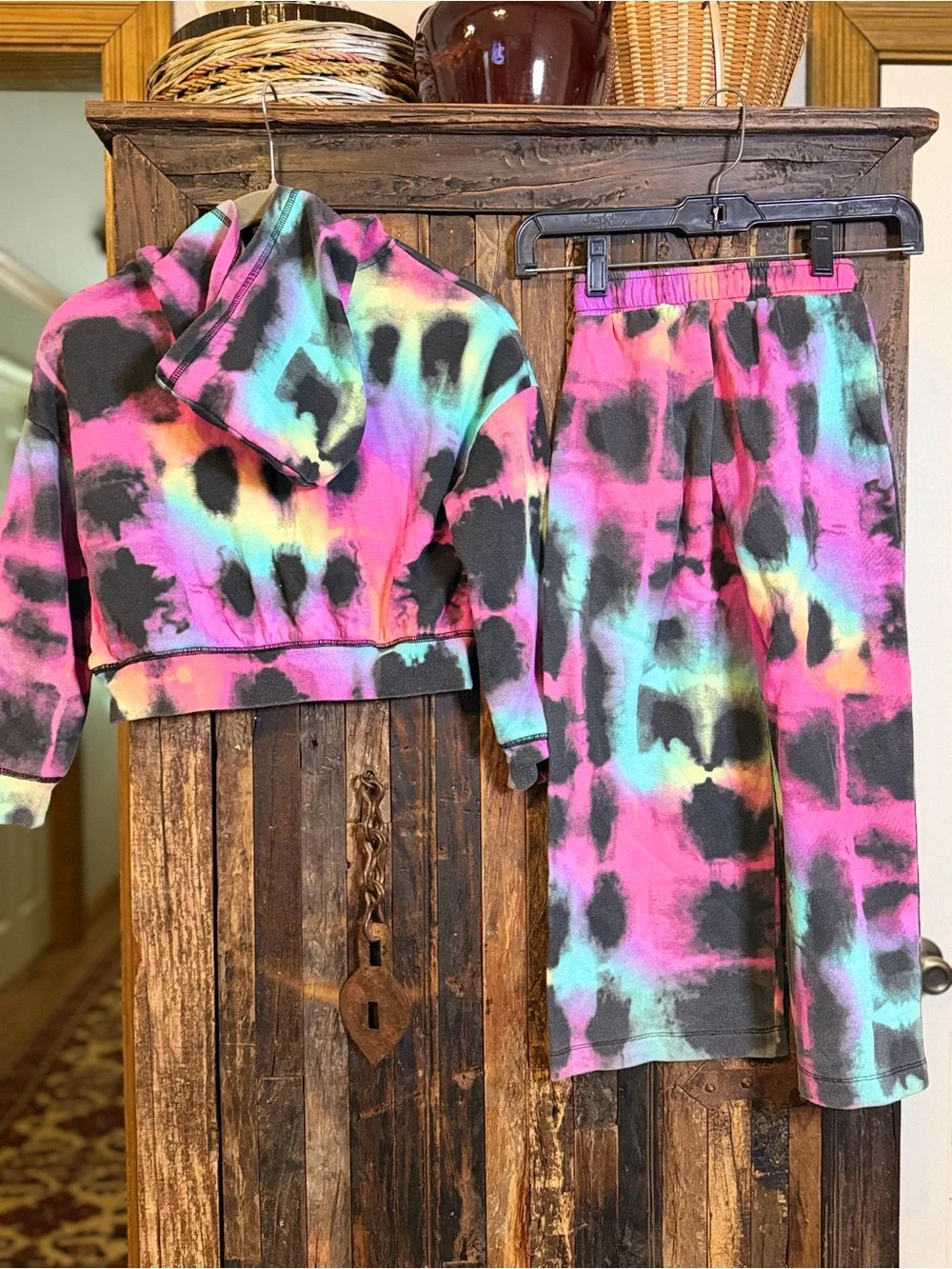 Justice Y2K Girls XS 5/6 Tie Dye Hoodie Sweatpants 2 Piece Matching Set
